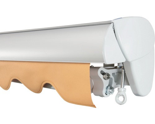 Detailansicht einer Markise mit Stoff