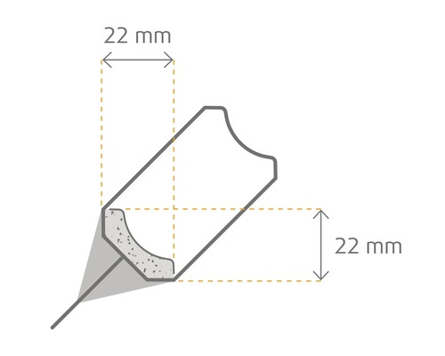 Illustration eines Profils mit den Maßen 22 mm
