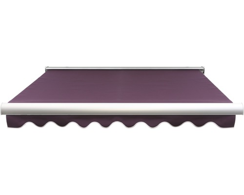 Store violet avec lambrequin ondulé