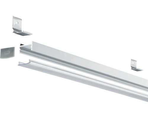 Profilé LED avec couvercle et clips de montage