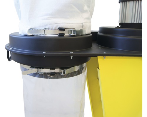 Gros plan d''un aspirateur à poussière avec sac filtrant et sac de récupération.