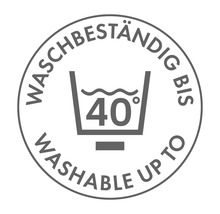 Waschbeständig bis 40 Grad Kennzeichen