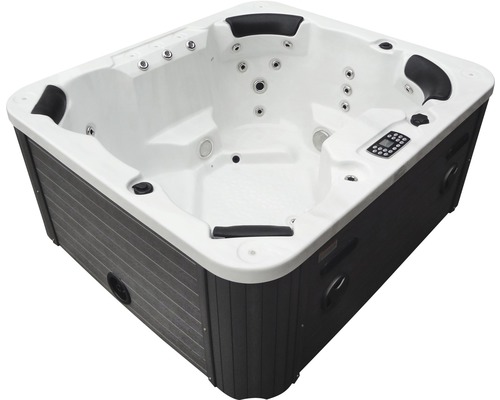 Quadratischer Whirlpool mit Düsen und Bedienfeld