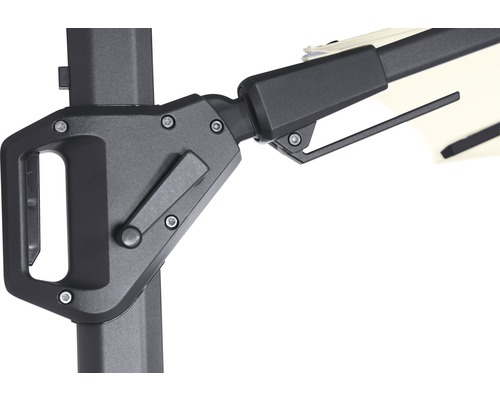 Detailansicht des Kurbelmechanismus eines Sonnenschirms
