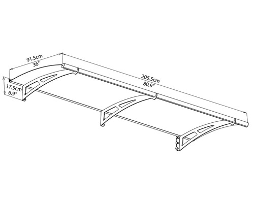 Schéma technique d''un auvent de porte d''entrée avec dimensions