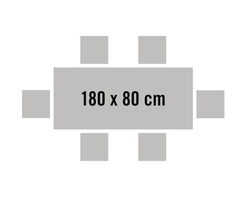 Table avec six chaises, taille de la table 180 x 80 centimètres