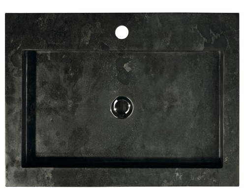 Vasque à poser rectangulaire en grès avec trou de robinet