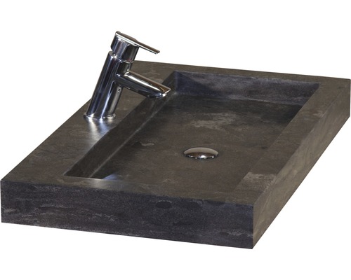 Vasque à poser rectangulaire en pierre avec robinet
