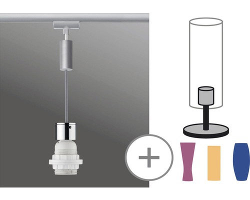 Lampe pour système de rail avec suspension et abat-jour interchangeable