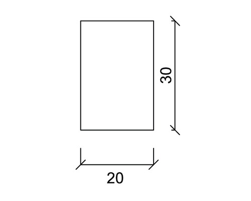 Illustration eines Rechtecks mit den Maßen 20 mal 30