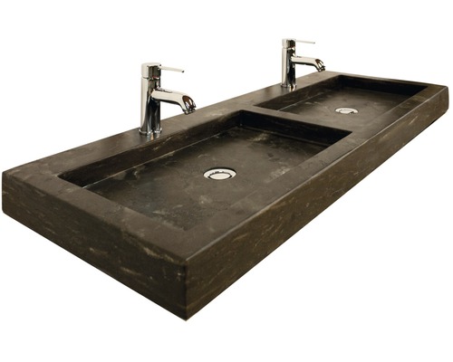 Double vasque en pierre avec deux robinets