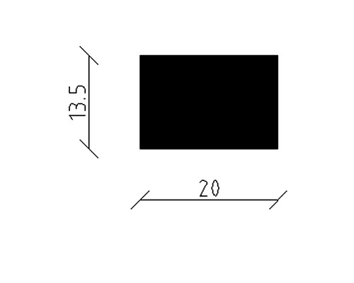 Dessin technique avec indications de dimensions : 13,5 et 20
