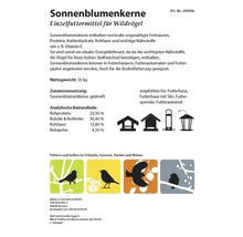 Informationen über Sonnenblumenkerne als Einzelfuttermittel für Wildvögel.