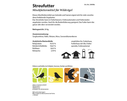 Informationen zu Mischfuttermittel für Wildvögel