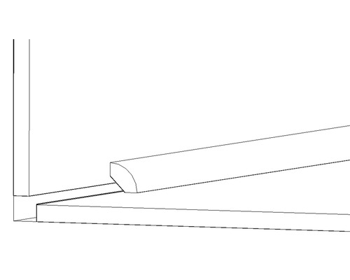 Vue en coupe d''une moulure quart de rond