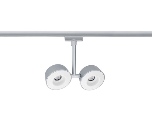Zwei runde Strahler an einem Schienensystem für die Innenbeleuchtung.