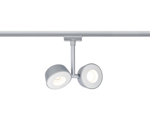 Zwei LED-Strahler an einem Stromschienensystem zur Deckenbeleuchtung.