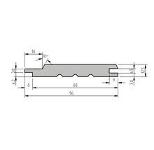 Technische Zeichnung eines Profilbretts mit Maßangaben
