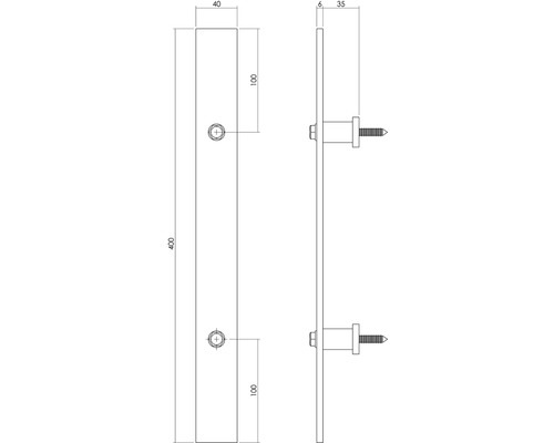 Technische Zeichnung eines Pfostenträgers mit Maßangaben