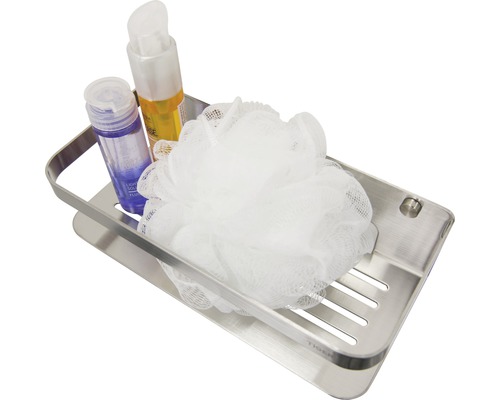 Étagère de douche en acier inoxydable avec produits cosmétiques