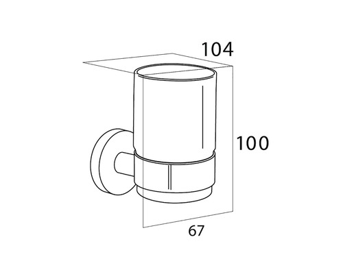 Schéma technique d''un porte-gobelet pour brosse à dents avec dimensions