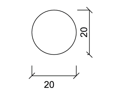 Zeichnung eines Kreises mit einem Durchmesser von 20 Millimetern