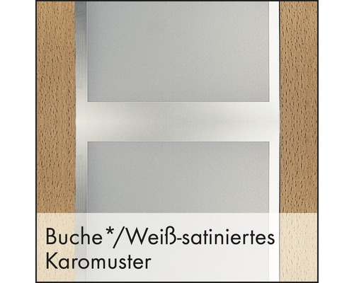 Décor hêtre avec motif à carreaux blanc satiné