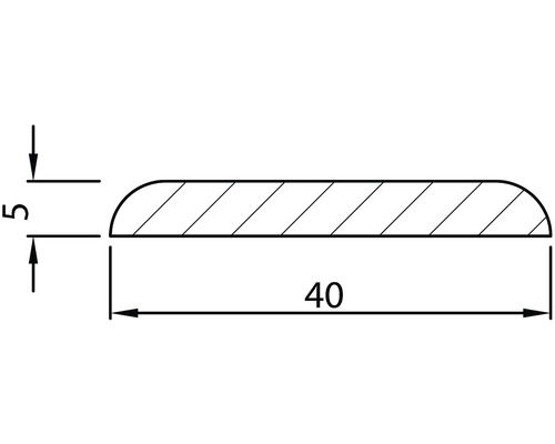 Profil dimensionnel avec une hauteur de 5 millimètres et une largeur de 40 millimètres