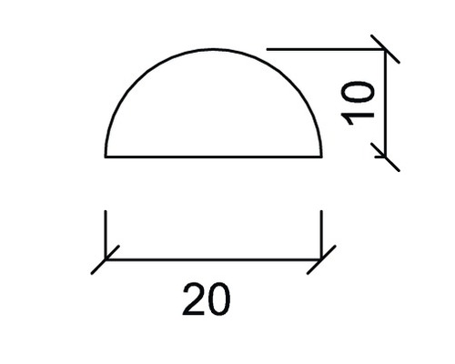 Dessin d''un quart de rond avec des dimensions de 10 par 20 millimètres