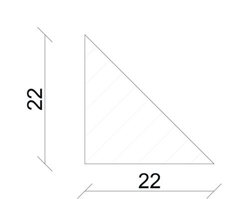 Triangle avec une longueur de côté de 22 unités