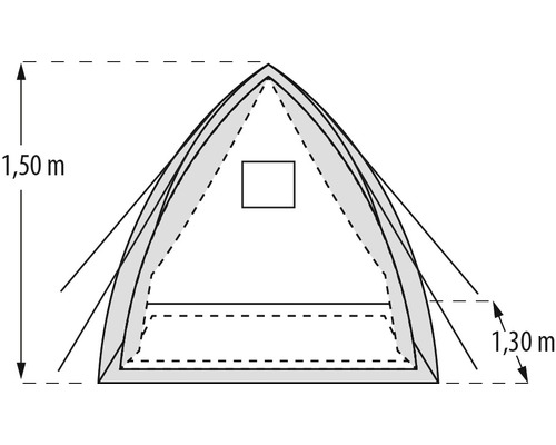 Schéma d''une tente avec indications de hauteur