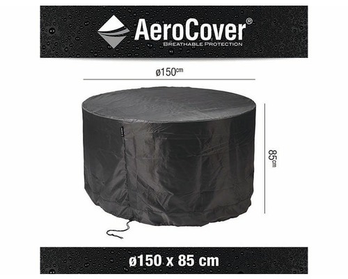 Housse de protection noire pour tables de jardin rondes, diamètre 150 cm, hauteur 85 cm