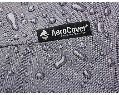 Logo AeroCover sur matériau hydrofuge avec gouttes d''eau