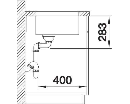 Schéma technique d''un évier avec dimensions