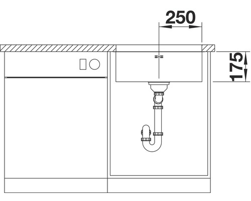 Schéma technique d''un évier de cuisine avec dimensions