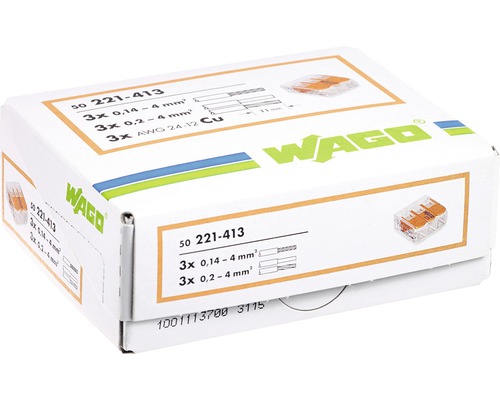 Emballage de bornes de connexion Wago pour conducteurs de 0,14 à 4 mm²