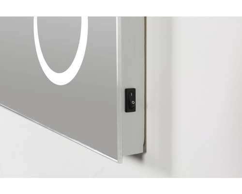 Vue détaillée d''une armoire de toilette avec interrupteur