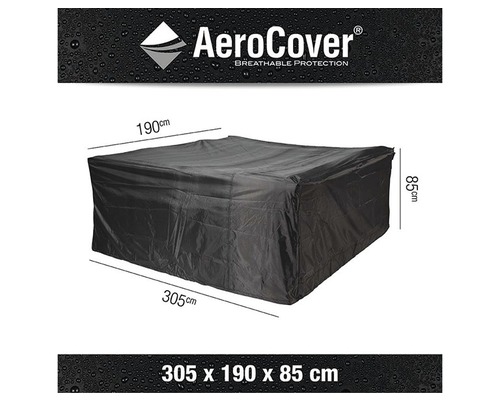 Schwarze Schutzhülle für Gartenmöbel mit den Maßen 305 x 190 x 85 cm
