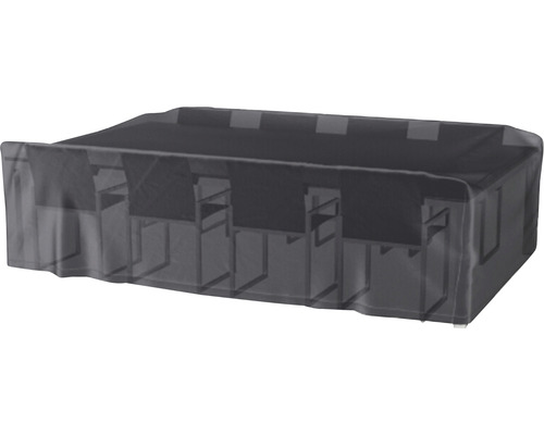 Schutzhülle über einer Gartentischgruppe