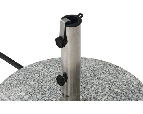 Sonnenschirmständer aus Edelstahl mit Granitfuß