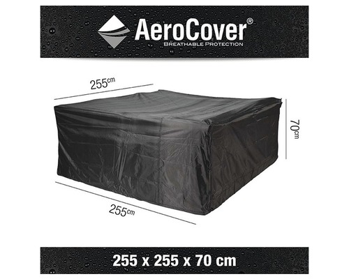 Housse de protection noire pour mobilier de jardin, 255 x 255 x 70 cm