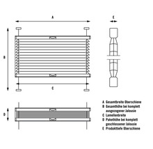 Technische Zeichnung einer Jalousie mit Maßangaben