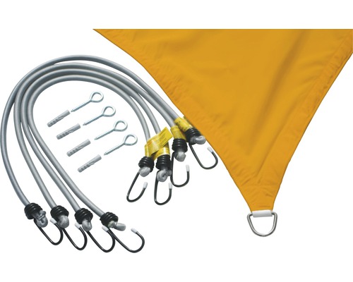 Voile d''ombrage jaune avec tendeurs et matériel de fixation