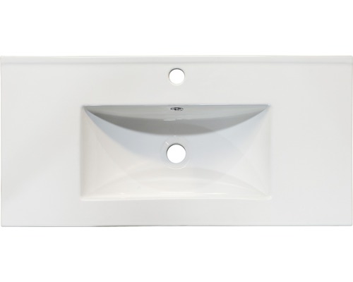 Vasque à poser en céramique avec trou de robinet et trop-plein