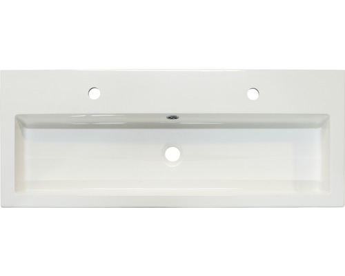 Lavabo en céramique avec trous de robinet et trop-plein