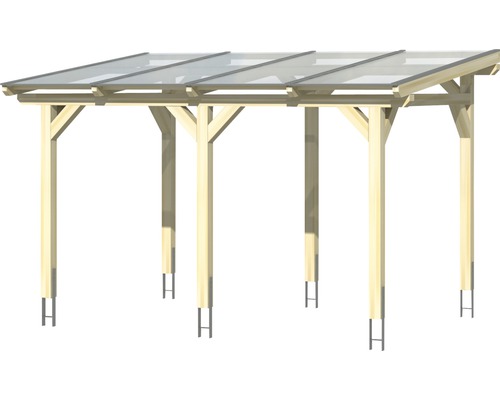 Carport en bois avec toit transparent