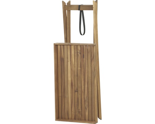 Zusammengeklappter Serviertisch aus Holz mit Tragegriff