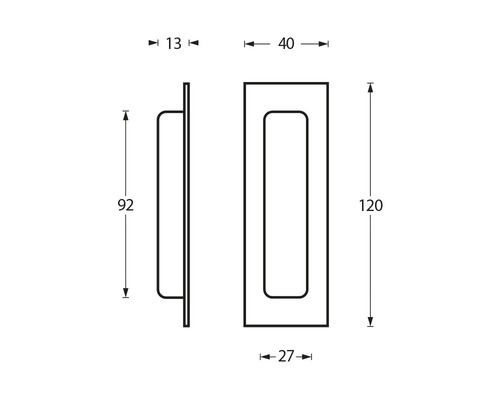 Technische Zeichnung eines Griffs mit Massangaben