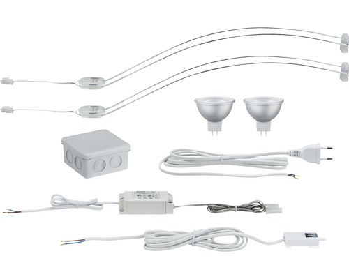 Composants pour luminaires LED : ampoules, douilles, câbles, boîtier de connexion et transformateur