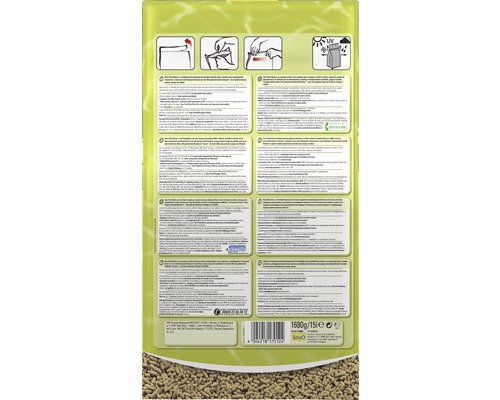 Dos de l''emballage de nourriture Tetra Pond Sticks avec des informations sur les propriétés du produit et l''utilisation